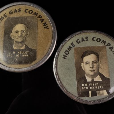 Sale Photo Thumbnail #178: A Pair of Vintage Home Gas Company Employee Identification Badges