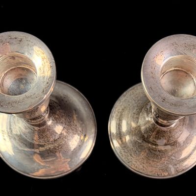 Sale Photo Thumbnail #35: A Pair of Duchin Creation Sterling Silver Weighted Candlesticks