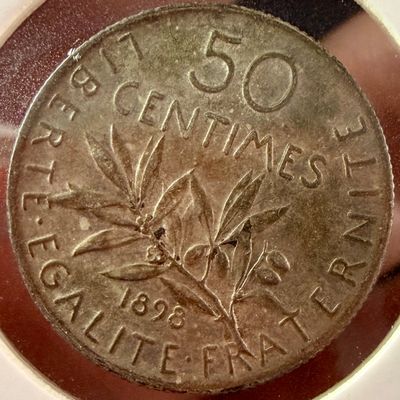 Sale Photo Thumbnail #65: 1898 FR Silver 50 Centimes Coin