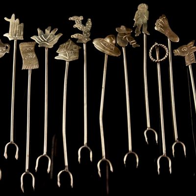 Sale Photo Thumbnail #205: Set of Twelve Taxco Mexico Silver Figural Cocktail Picks