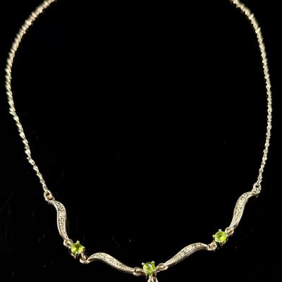 Sale Photo Thumbnail #217: Sterling Silver and Peridot Gemstone Y-Necklace