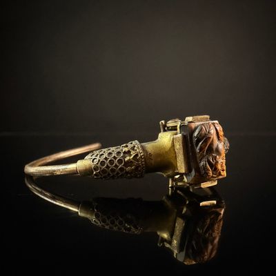 Sale Photo Thumbnail #71: Ivanhoe Gold-Filled Child's Hinged Bangle Bracelet with Classical Cameo