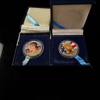 Sale Photo Thumbnail #193: A Pair of Colorized and Gold-Plated 1967 US Kennedy Half Dollars