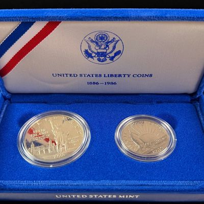 Sale Photo Thumbnail #6: A Pair of 1986-S US Liberty Centennial Commemorative Proof Coins in Original Case