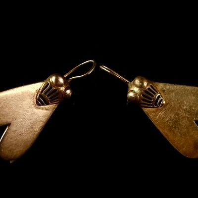 Sale Photo Thumbnail #136: A Pair of Egyptian Revival Yellow Metal Fly Earrings
