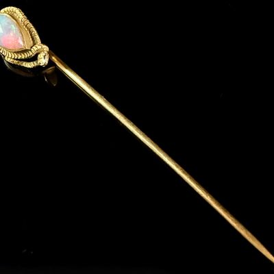 Sale Photo Thumbnail #91: 14K Yellow Gold Serpent and Opal Stick Pin