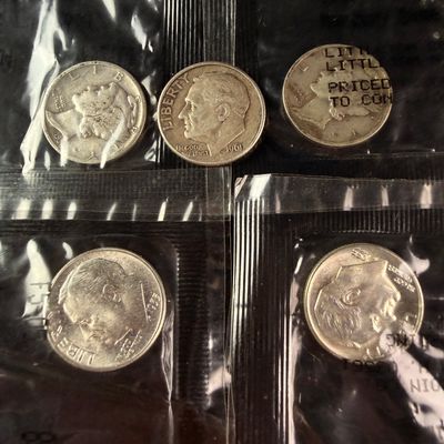 Sale Photo Thumbnail #142: A Group of US Silver Roosevelt and Mercury Dimes from Littleton Coin Co.