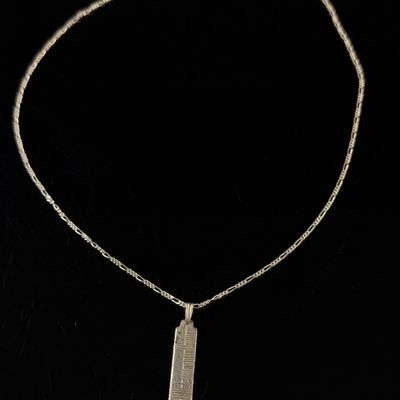 Sale Photo Thumbnail #148: Boos Taxco Sterling Silver Brutalist Bar Pendant on Italian Figaro Chain