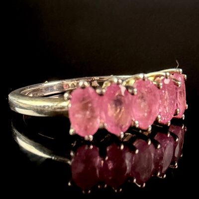 Sale Photo Thumbnail #121: Annabella Collection Pink Sapphire and Sterling Silver Five Stone Ring