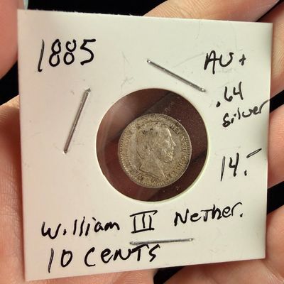 Sale Photo Thumbnail #87: 1885 NL Silver 10 Cents Coin, William III