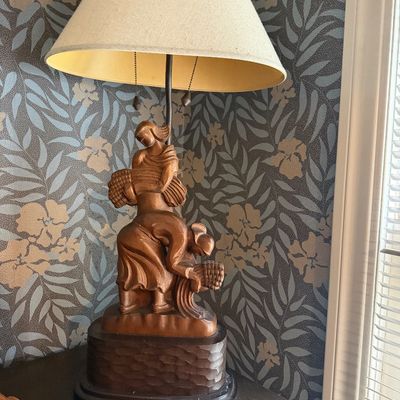 Yasha Heifetz carved wood lamp