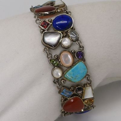 Sale Photo Thumbnail #172: Multi Gemstone Bracelet in Sterling