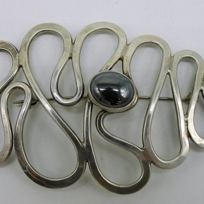 Sale Photo Thumbnail #27: Sterling Hematite Brooch