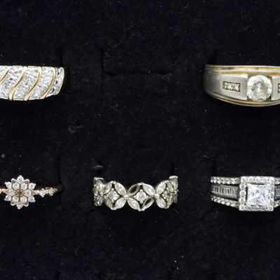 Sale Photo Thumbnail #135: 5 Sterling Bridal Style Rings