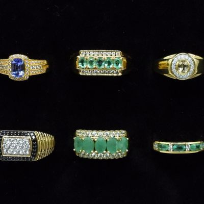 Sale Photo Thumbnail #232: 6 Gold Tone Sterling Gemstone Rings