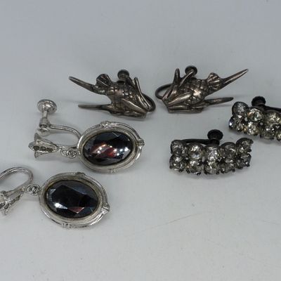 Sale Photo Thumbnail #306: 3 Pair Vintage Sterling Screw Back Earrings