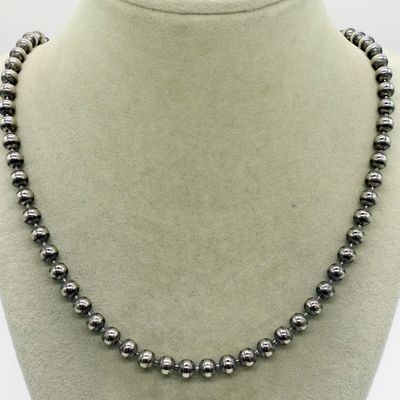 Sale Photo Thumbnail #192: Sterling Beaded Necklace, 24 Inches