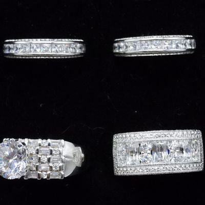 Sale Photo Thumbnail #80: Four Beautiful Sterling Bridal Style Rings