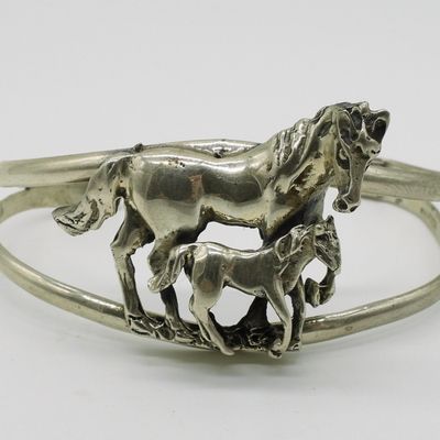 Sale Photo Thumbnail #398: Mexico Sterling Horse Cuff Bracelet