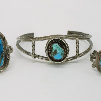 Sale Photo Thumbnail #281: Vintage Navajo Turquoise Cuff & Rings