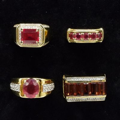 Sale Photo Thumbnail #230: Gold Tone Sterling, Simulated Ruby & Garnet
