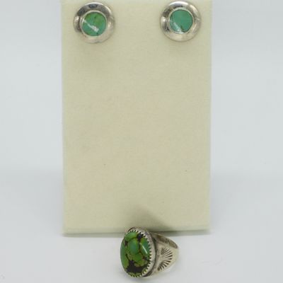 Sale Photo Thumbnail #287: Stunning Turquoise Ring and Earrings - Sterling