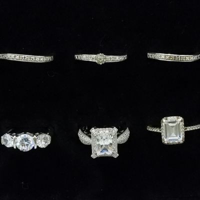 Sale Photo Thumbnail #189: Six Sterling Simulated Diamond Rings