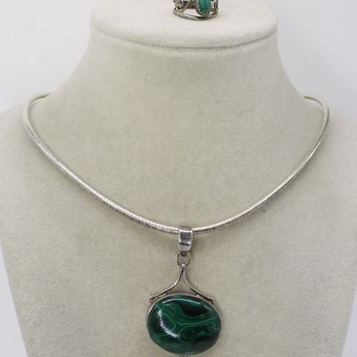 Sale Photo Thumbnail #115: Malachite Sterling Necklace and Ring