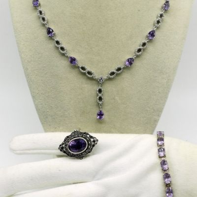 Sale Photo Thumbnail #43: 3 Piece Sterling Amethyst Set