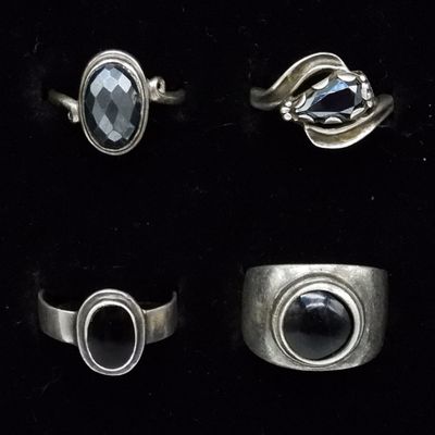 Sale Photo Thumbnail #116: Black Onyx & Hematite Sterling Rings
