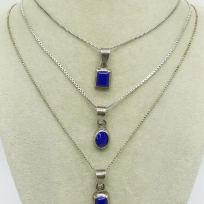 Sale Photo Thumbnail #47: Three Sterling Lapis Lazuli Necklaces