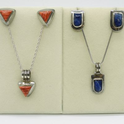 Sale Photo Thumbnail #190: Spiny Oyster & Lapis Lazuli Sterling Sets
