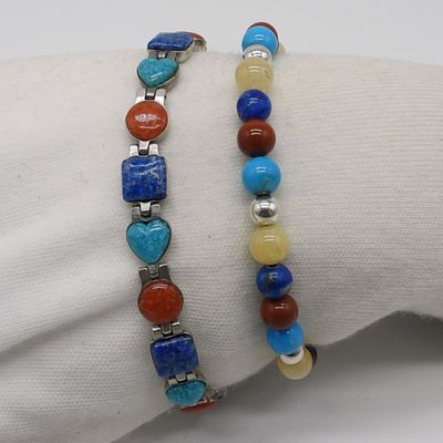 Sale Photo Thumbnail #56: 2 Carolyn Pollack Beaded Sterling Bracelets