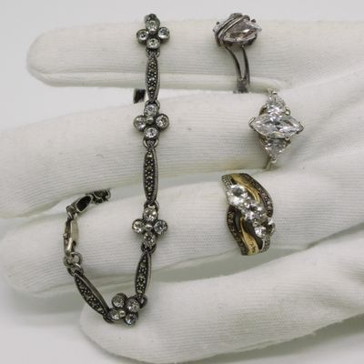 Sale Photo Thumbnail #50: Simulated Diamond 925 Rings and Bracelet