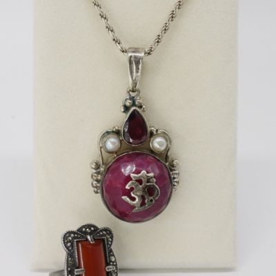 Sale Photo Thumbnail #63: Ruby, Garnet & Carnelian Necklace / Ring