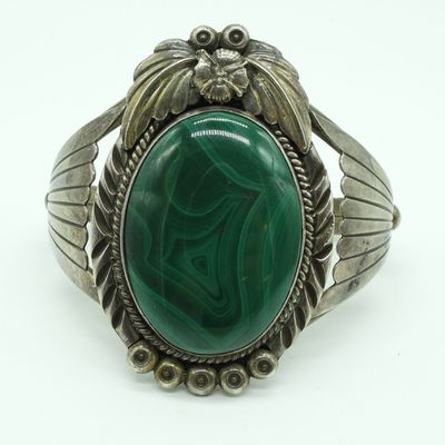 Sale Photo Thumbnail #394: Malachite Sterling, Navajo Cuff Bracelet