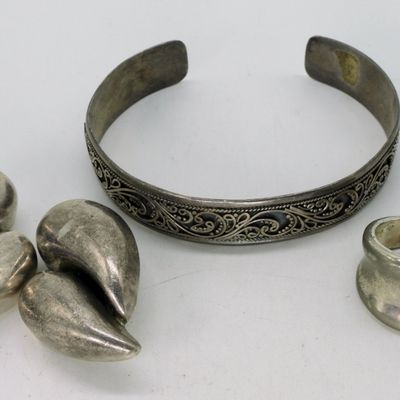 Sale Photo Thumbnail #338: Taxco Clip On Earrings, Bracelet & Ring