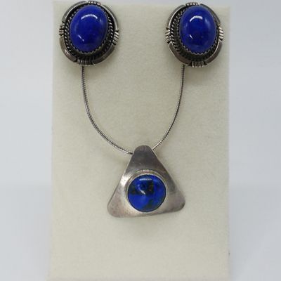 Sale Photo Thumbnail #117: Native American Lapis, Earrings & Necklace