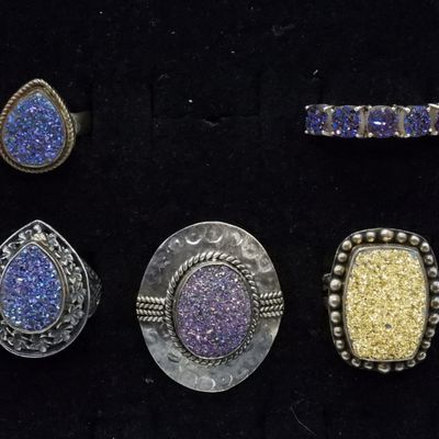 Sale Photo Thumbnail #267: 5 Sterling Colored Druzy Fashion Rings