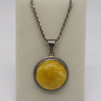 Sale Photo Thumbnail #74: Butterscotch Amber, Sterling Pendant