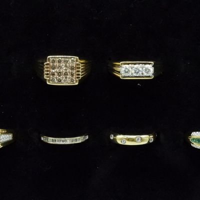 Sale Photo Thumbnail #364: 6 Gold Tone 925 Moissanite & Diamond Rings