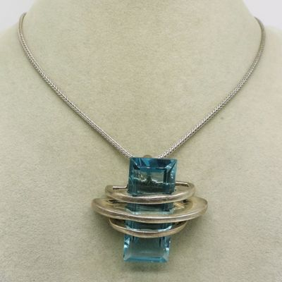Sale Photo Thumbnail #39: Large Blue Topaz, Sterling Necklace