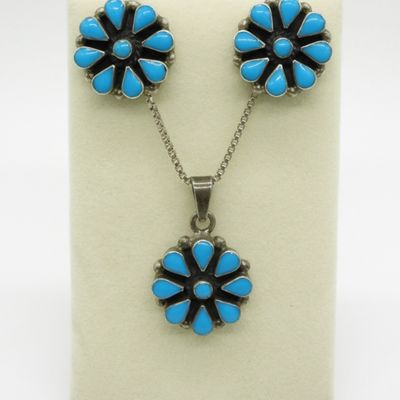 Sale Photo Thumbnail #289: Sterling Turquoise Necklace & Earring Set