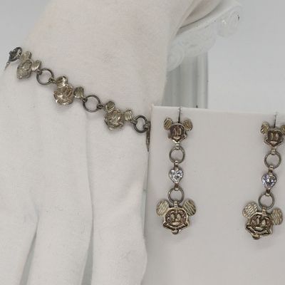 Sale Photo Thumbnail #130: Mickey Mouse Sterling Bracelet & Earring Set