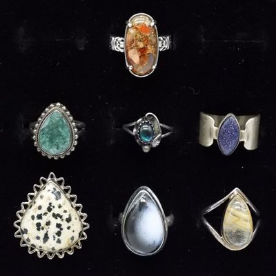 Sale Photo Thumbnail #17: Seven Sterling Beautiful Gemstone Rings
