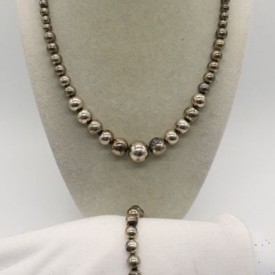 Sale Photo Thumbnail #303: Vintage Sterling Beaded Ball Necklace & More