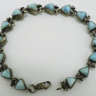 Sale Photo Thumbnail #366: Double Sided Larimar & Amber Bracelet