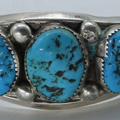 Sale Photo Thumbnail #101: Navajo Turquoise Sterling Cuff Bracelet