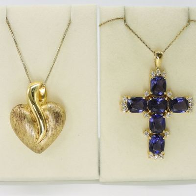Sale Photo Thumbnail #196: Veronese Sterling Gold Tone Heart Necklace & Cross