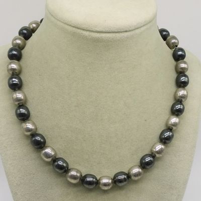 Sale Photo Thumbnail #48: Taxco Sterling Black & Silver Beaded Necklace